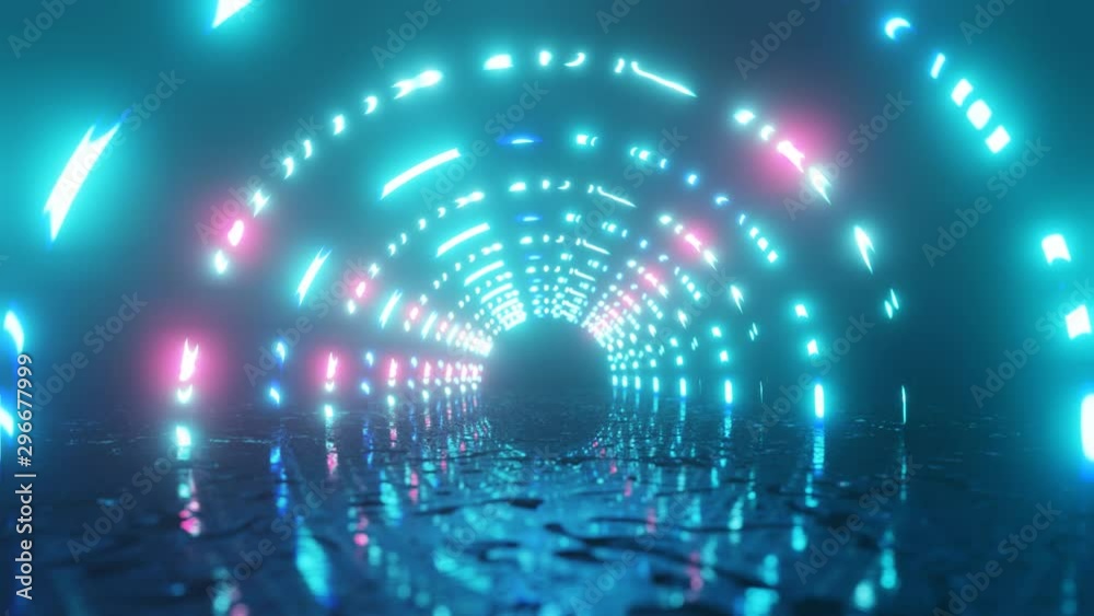 VJ Loop plan with neon light circles Abstract fluorescent background ...