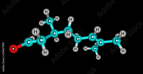 Citronellal molecular structure isolated on black