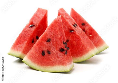 Slices of watermelon isolated on white background