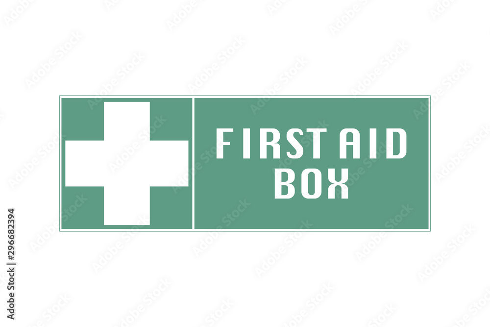 Fototapeta premium First aid box sign. Flat style illustration. Isolated on white background. 