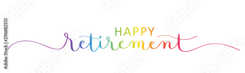 HAPPY RETIREMENT colorful vector brush calligraphy banner
