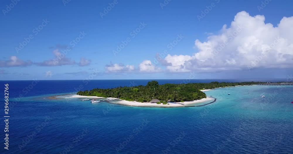 aerial view of an island with white sand beaches in indonesia, parallax shot aerial view of an island with white sand beaches in indonesia, parallax shot