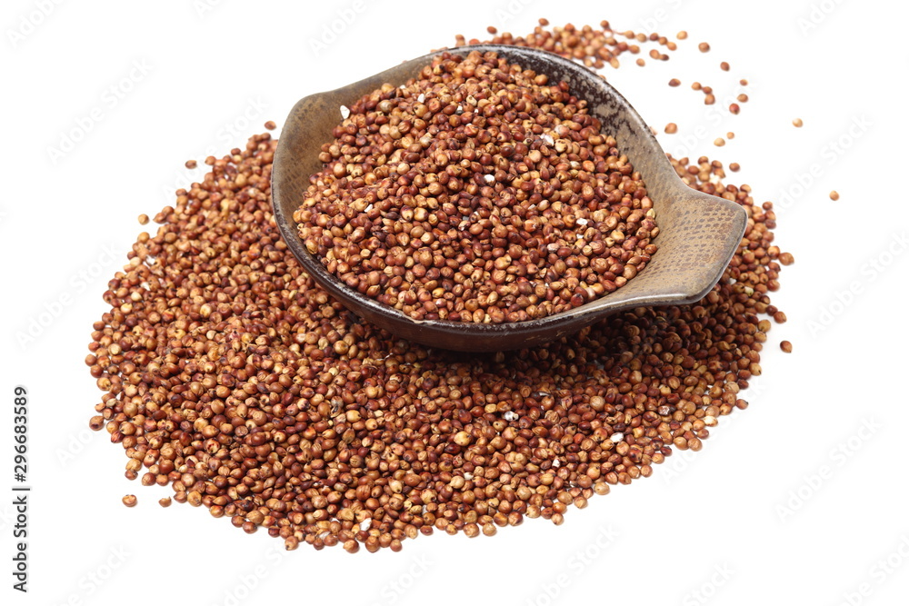 Sorgo seed (Sorghum Moench) on white background Sorgo seed (Sorghum Moench) on white background