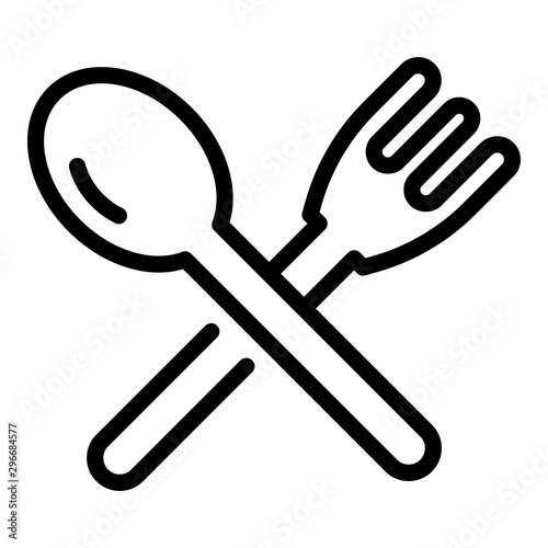 Plastic fork spoon icon. Outline plastic fork spoon vector icon for web design isolated on white background