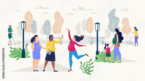 Pregnant Woman Active Lifestyle Vector Concept