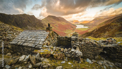 A view of Buttermere from Warnscale Bothy in the Lake District, England photo