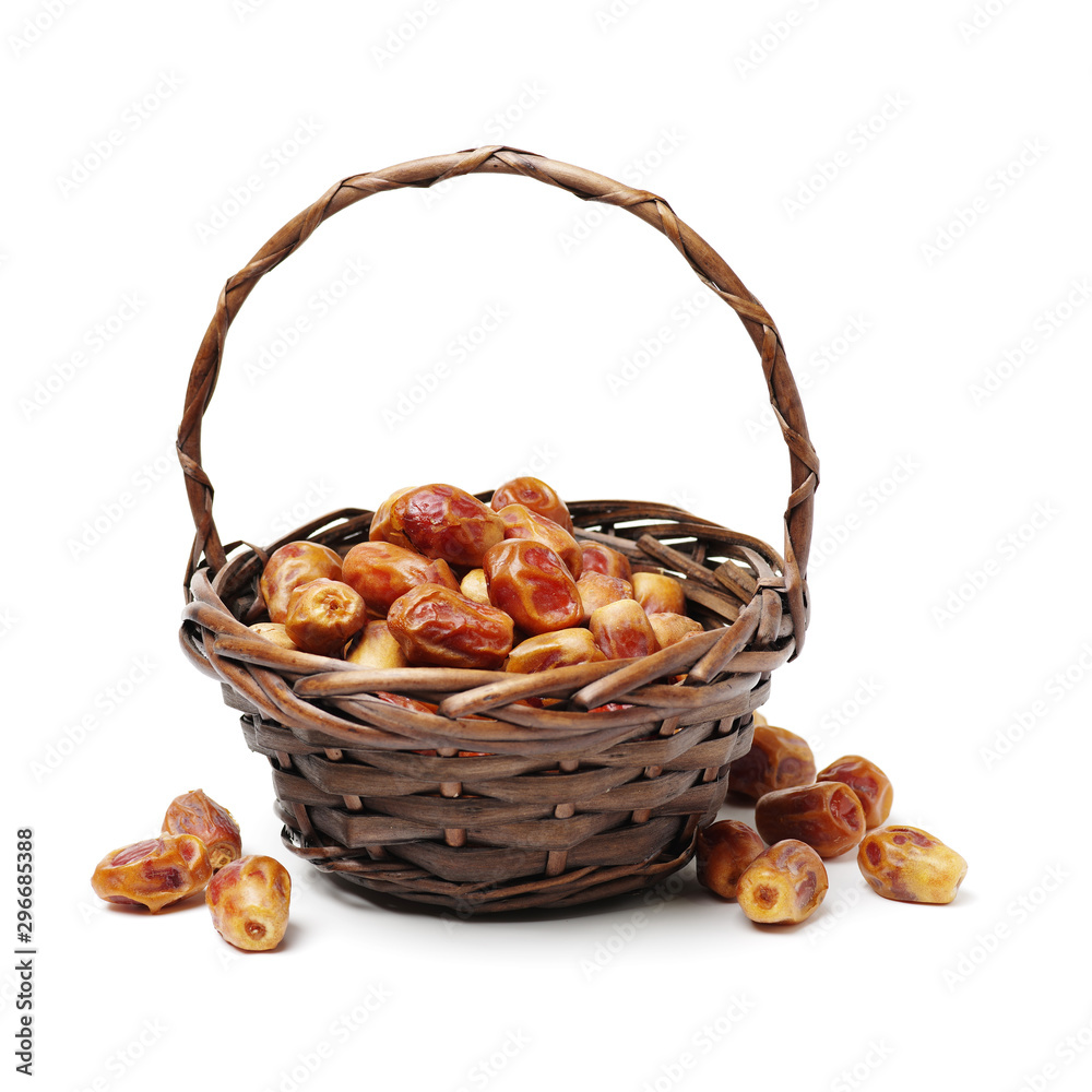 medjool dates on white background