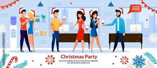 Christmas Party in Company Office Vector Banner
