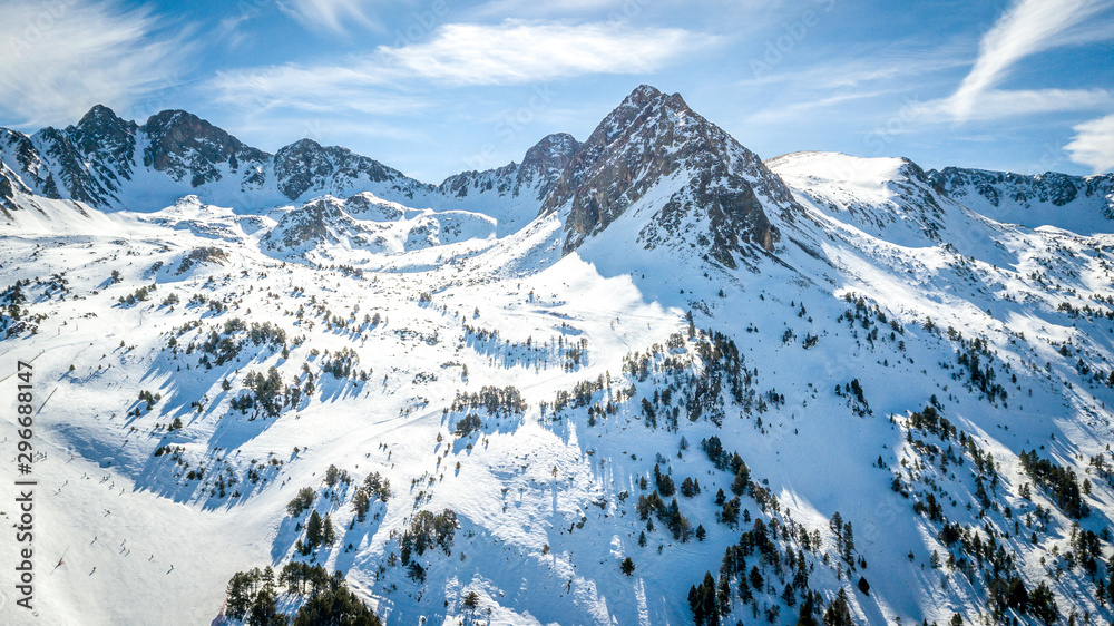 Andorra GrandValira Ski. Pyrenees Mountains - obrazy, fototapety, plakaty 