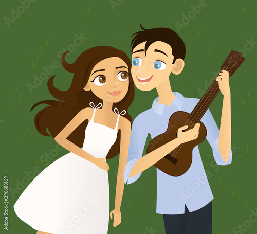 Man playing ukulele to a woman