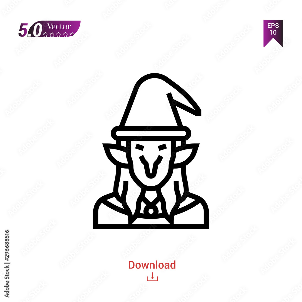 witch game character vector . Best modern, simple, isolated, game, logo, flat icon for website design or mobile applications, UI / UX design vector format