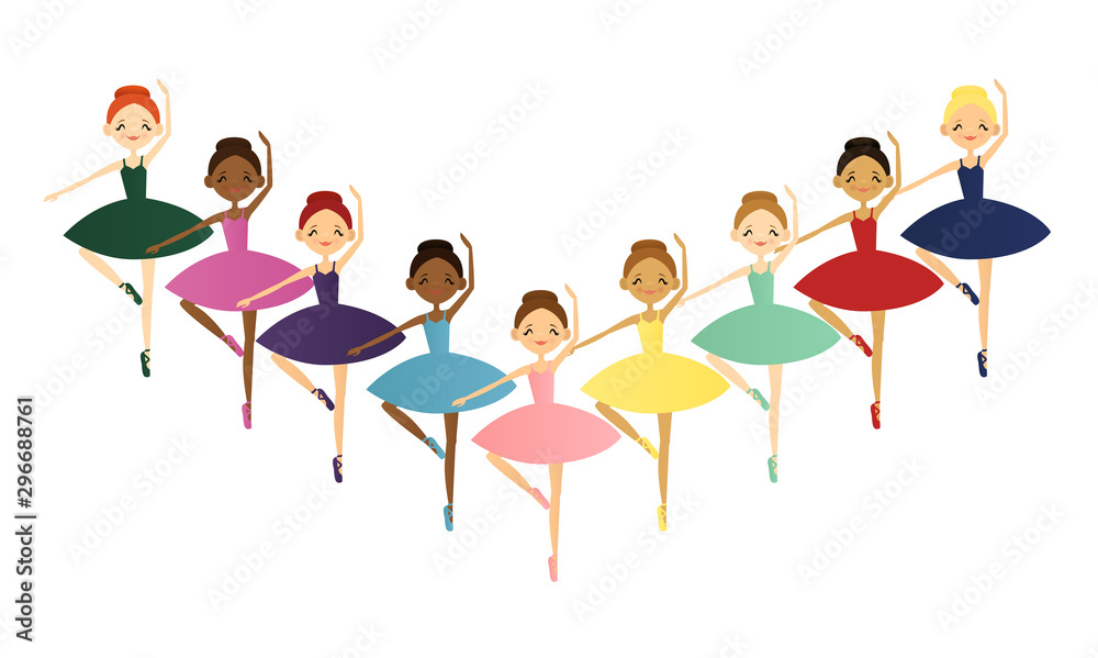 Nine ladies dancing Stock Vector | Adobe Stock
