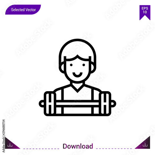 weightlifting vector icon. Best modern, simple, isolated,sport-avatar, flat icon for website design or mobile applications, UI / UX design vector format