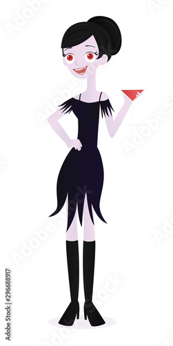 Female vampire holding a cocktail
