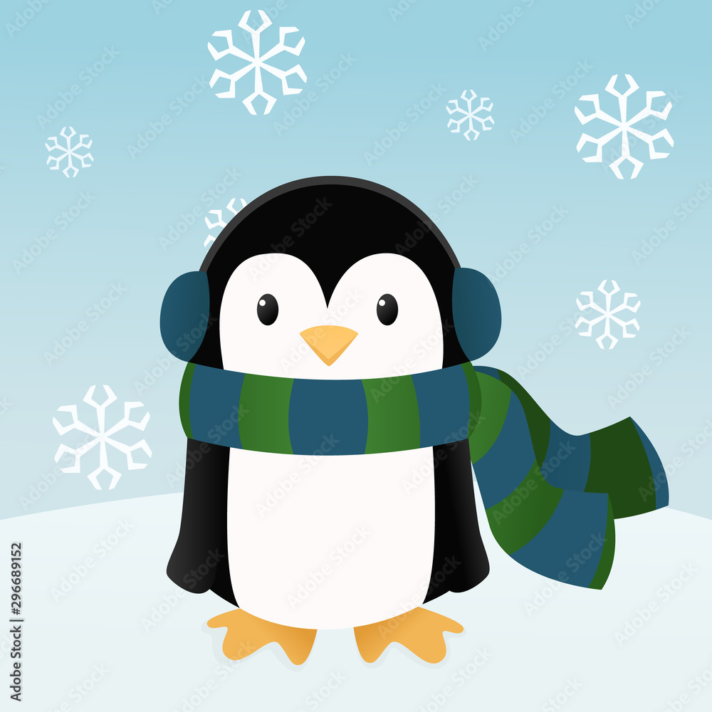 Penguin in a scarf and earmuffs Penguin in a scarf and earmuffs