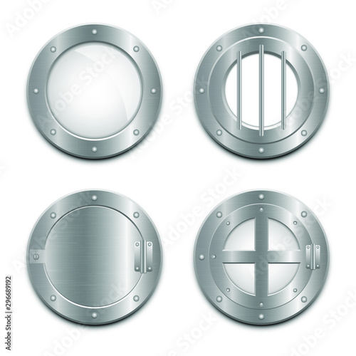 Metallic porthole window vector design illustration isolated on white background