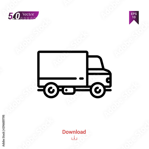 Outline Black truck  icon vector isolated on white background. management. Graphic design, mobile application, logo, user interface. EPS 10 format vector