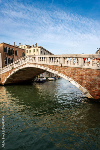 Venice, the Ponte delle Guglie (bridge of the spires - 1580) over the Cannaregio canal of the Venetian lagoon. UNESCO world heritage site, Italy, Europe