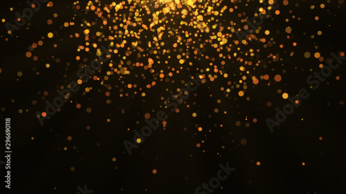 New year 2020. Bokeh background. Lights abstract. Merry Christmas backdrop. Gold glitter light. Defocused particles. Isolated on black. Overlay. Golden color