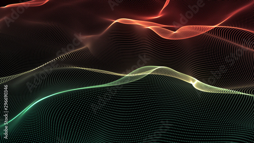 Lines Background. Abstract line. Striped pattern, Curve neon element. Dynamic backdrop. Presentation cover.Green and red