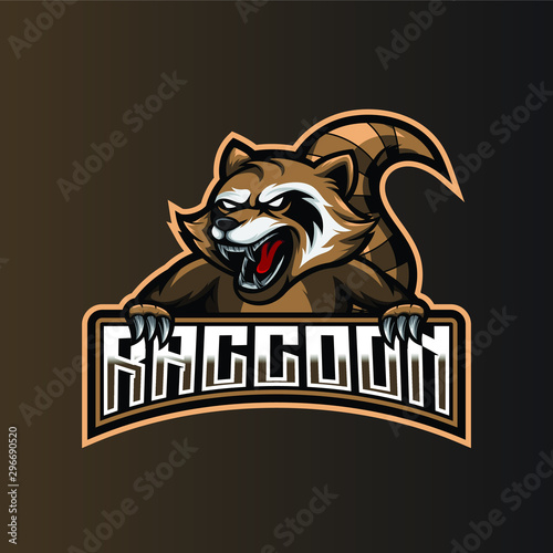 Angry raccoon mascot illustration for sport and esport or gaming team logo.