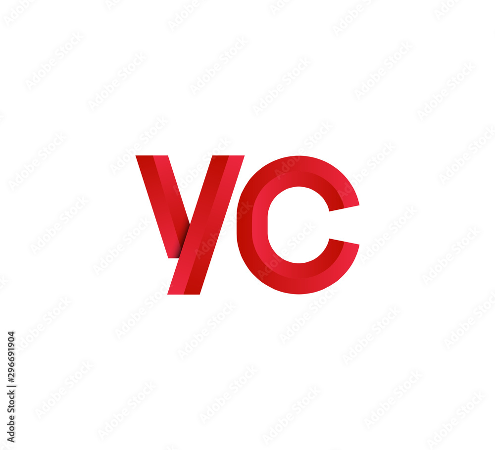 Initial two letter red 3D logo vector YC Initial two letter red 3D logo vector YC