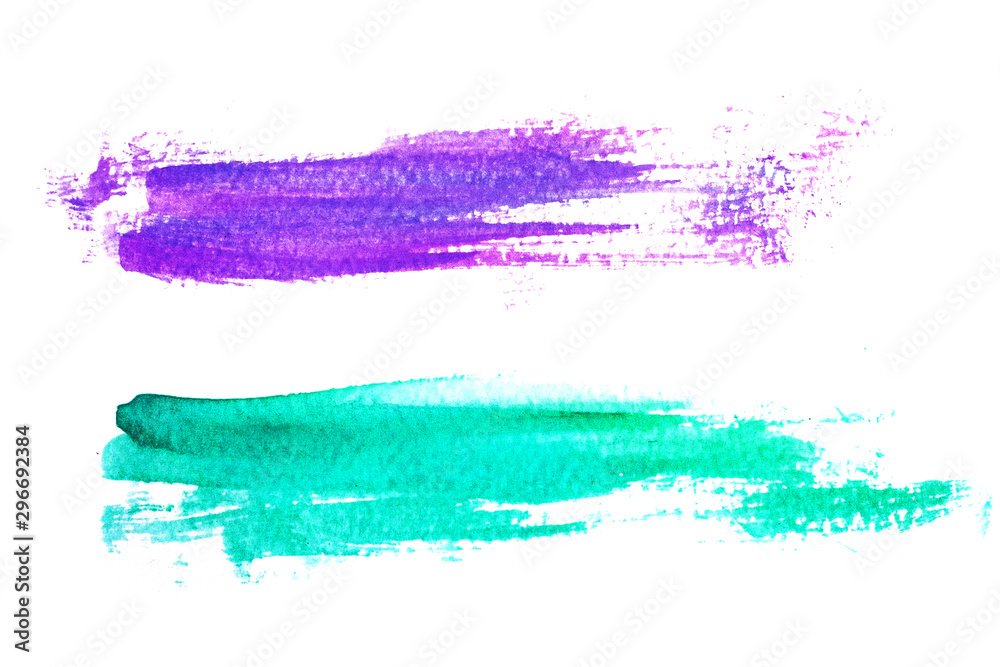 purple and green watercolor brush isolated on white background