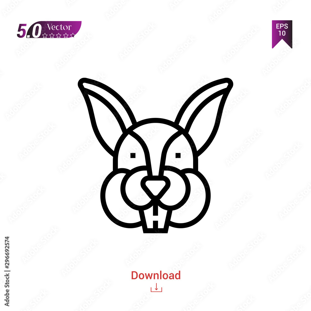 Outline rabbit head icon vector isolated on white background .Logo . Graphic design, mobile application, icons 2019 year, user interface. Editable stroke. EPS10 format Outline rabbit head icon vector isolated on white background .Logo . Graphic design, mobile application, icons 2019 year, user interface. Editable stroke. EPS10 format