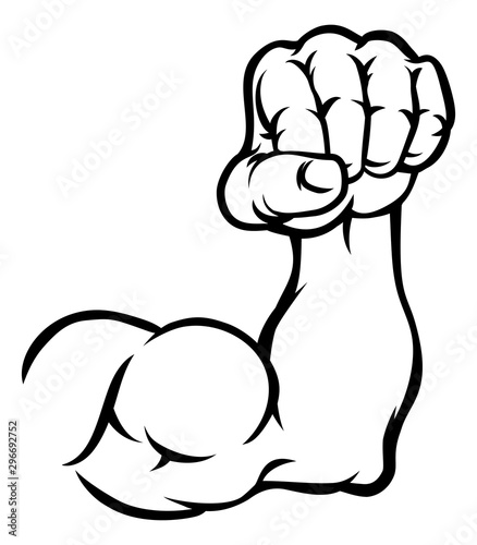 Cartoon muscular arm showin...