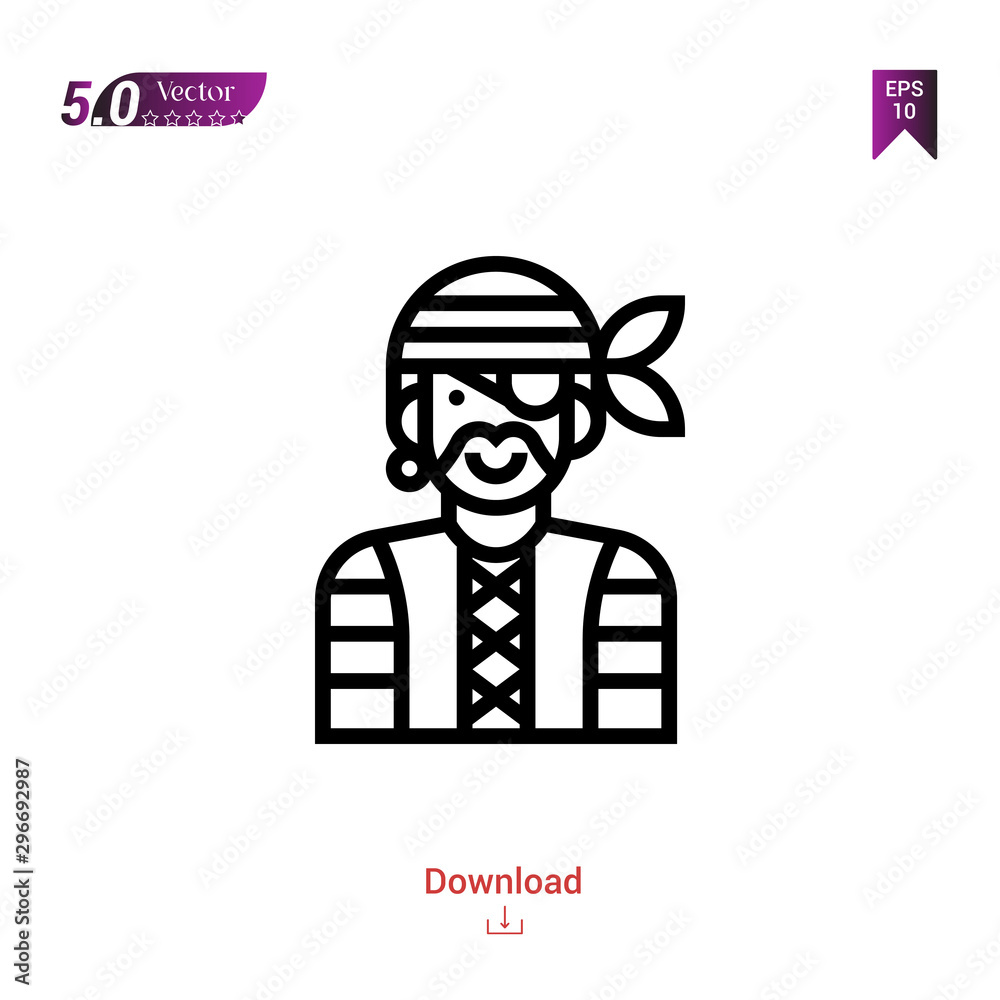 pirate game character vector . Best modern, simple, isolated, game, logo, flat icon for website design or mobile applications, UI / UX design vector format