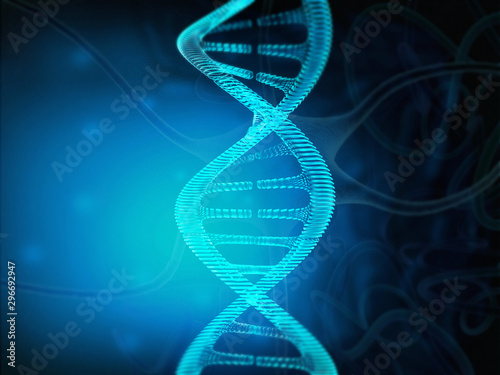 Dna structure on abstract background. 3d render..