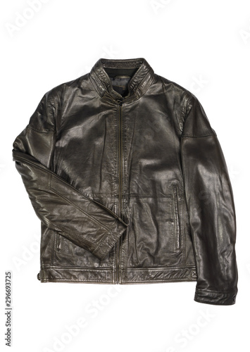 men's leather jacket on a white background isolated