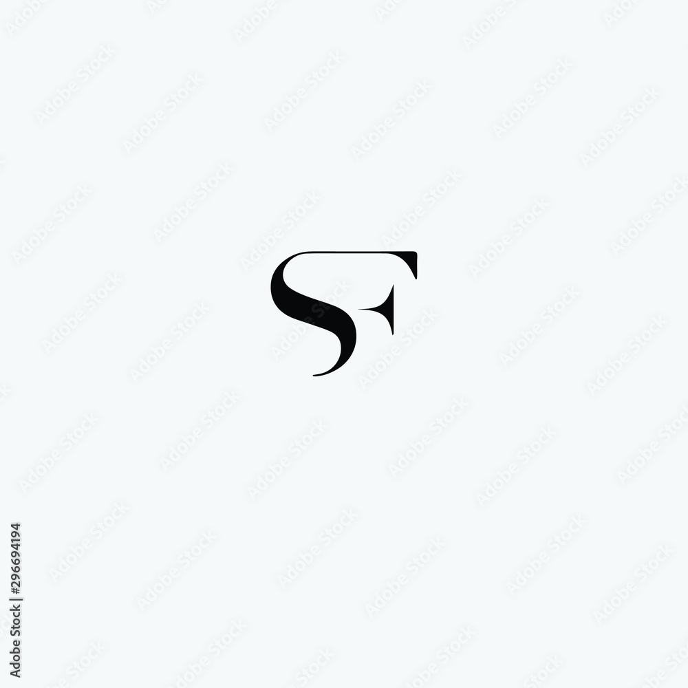 SF initials letter icon logo vector in black free download