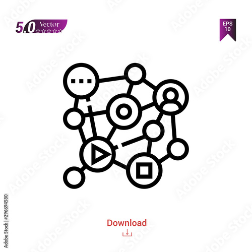 Outline network icon vector isolated on white background.social-media icon . Graphic design, mobile application, icons 2019 year, user interface. Editable stroke. EPS10 format © Cavanshir