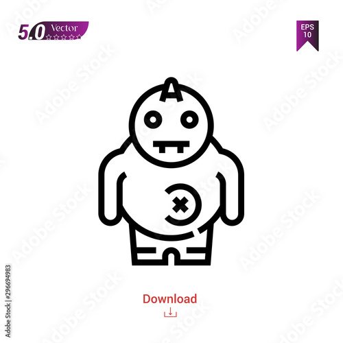 Outline monster fantasy character icon isolated on white background. Popular icons for 2019 year. fantasy-character. Graphic design, mobile application, logo, user interface. EPS 10 format vector