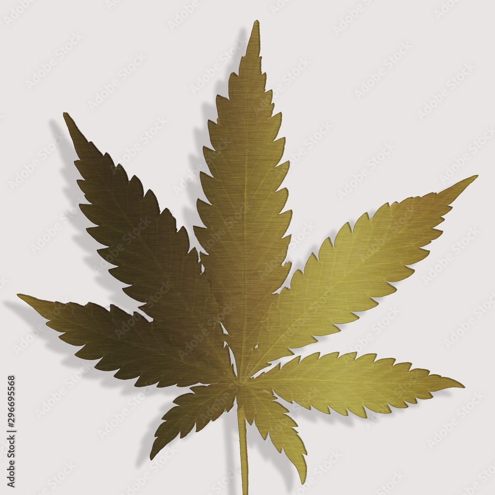 golden marijuana leaf on a white background golden marijuana leaf on a white background