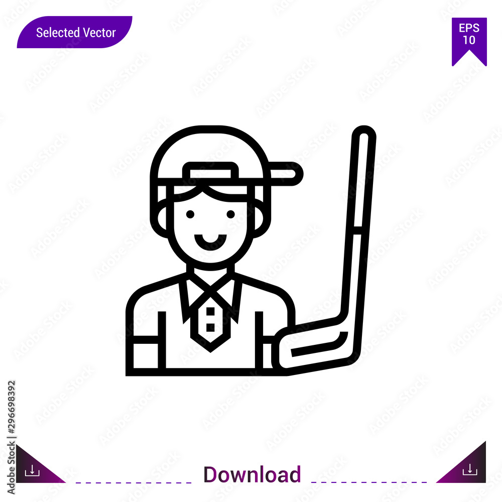golfer vector icon. Best modern, simple, isolated,sport-avatar, flat icon for website design or mobile applications, UI / UX design vector format