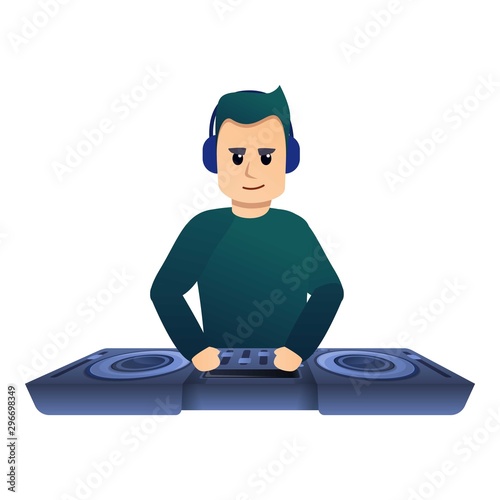 Serious dj icon. Cartoon of serious dj vector icon for web design isolated on white background