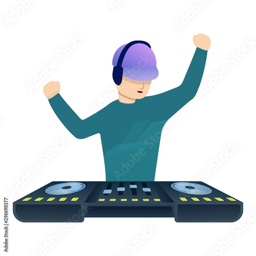 Dancing dj music icon. Cartoon of dancing dj music vector icon for web design isolated on white background
