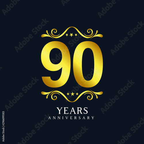 90 Year Anniversary Vector Template Design Illustration
