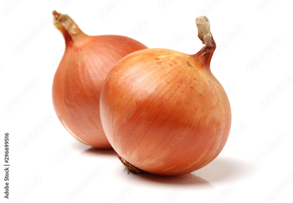 Gold onion vegetable bulbs on white background Gold onion vegetable bulbs on white background