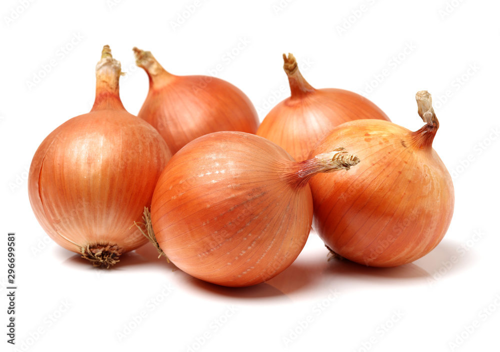 Gold onion vegetable bulbs on white background Gold onion vegetable bulbs on white background