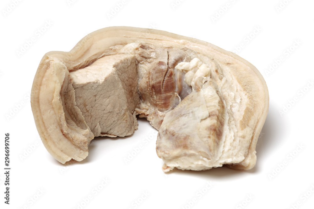 Fototapeta premium Boiled streaky pork on white background
