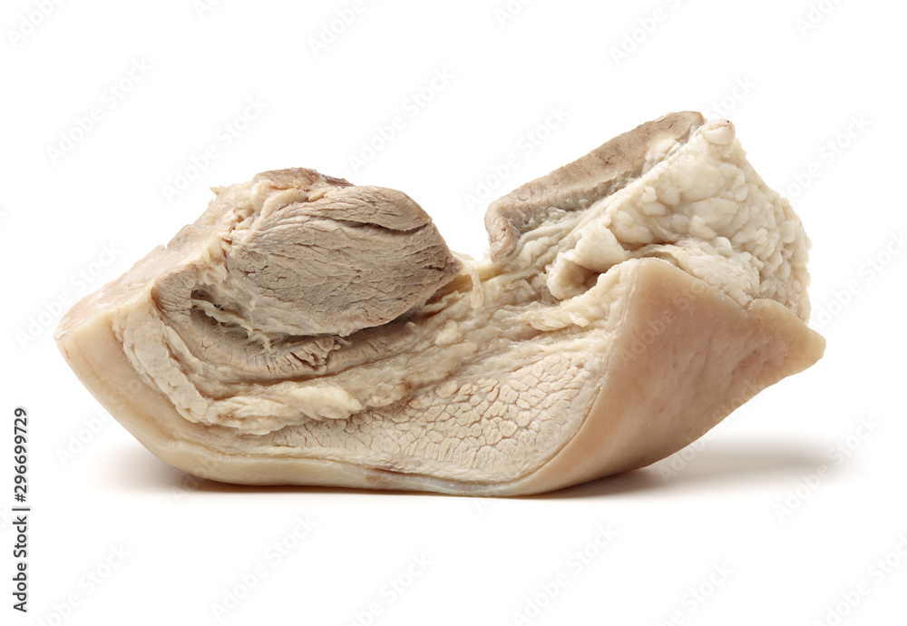 Boiled streaky pork on white background Boiled streaky pork on white background