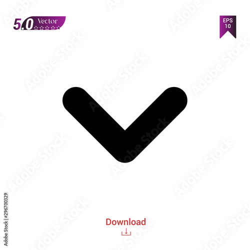 Outline Black down-arrow icon vector isolated on white background. Popular icons for 2019 year. ui-kit-collection. Graphic design  mobile application  logo  user interface. EPS 10 format vector
