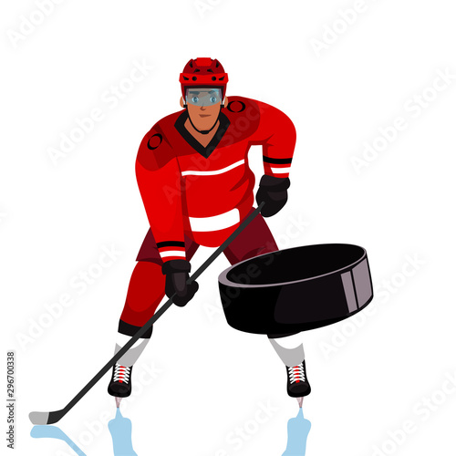 Ice hockey player flat vector illustration