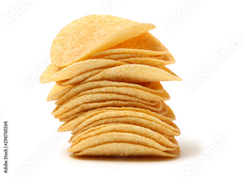 Potato Chips on white background photo