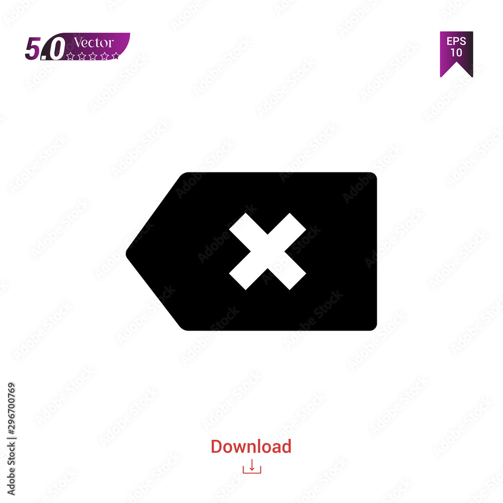 Obraz premium Outline Black delete icon vector isolated on white background. Popular icons for 2019 year. ui-kit-collection. Graphic design, mobile application, logo, user interface. EPS 10 format vector