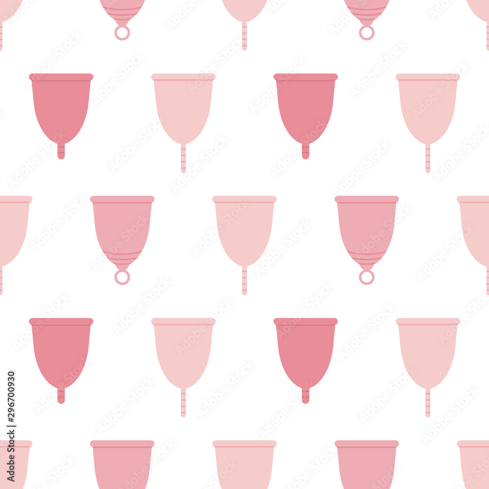 Vector seamless pattern background with different menstrual cups for zero waste periods design. Vector seamless pattern background with different menstrual cups for zero waste periods design.