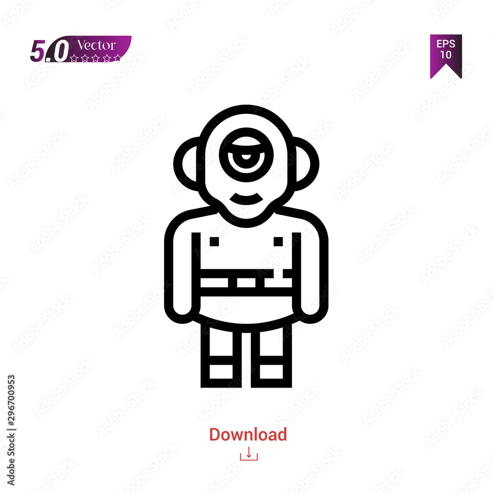 Outline cyclops fantasy character icon isolated on white background. Popular icons for 2019 year. fantasy-character. Graphic design, mobile application, logo, user interface. EPS 10 format vector Outline cyclops fantasy character icon isolated on white background. Popular icons for 2019 year. fantasy-character. Graphic design, mobile application, logo, user interface. EPS 10 format vector